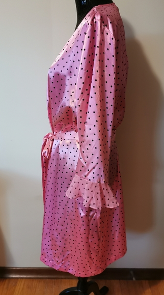 Morgan Taylor Pink Black Polka Dot Robe Size L/XL - Picture 2 of 7